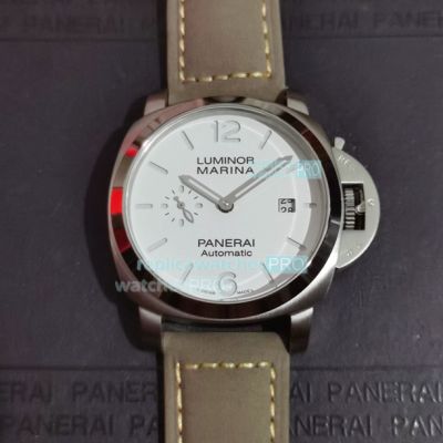 Replica Panerai Luminor Marina White Face Brown Leather Strap Watch 44mm 